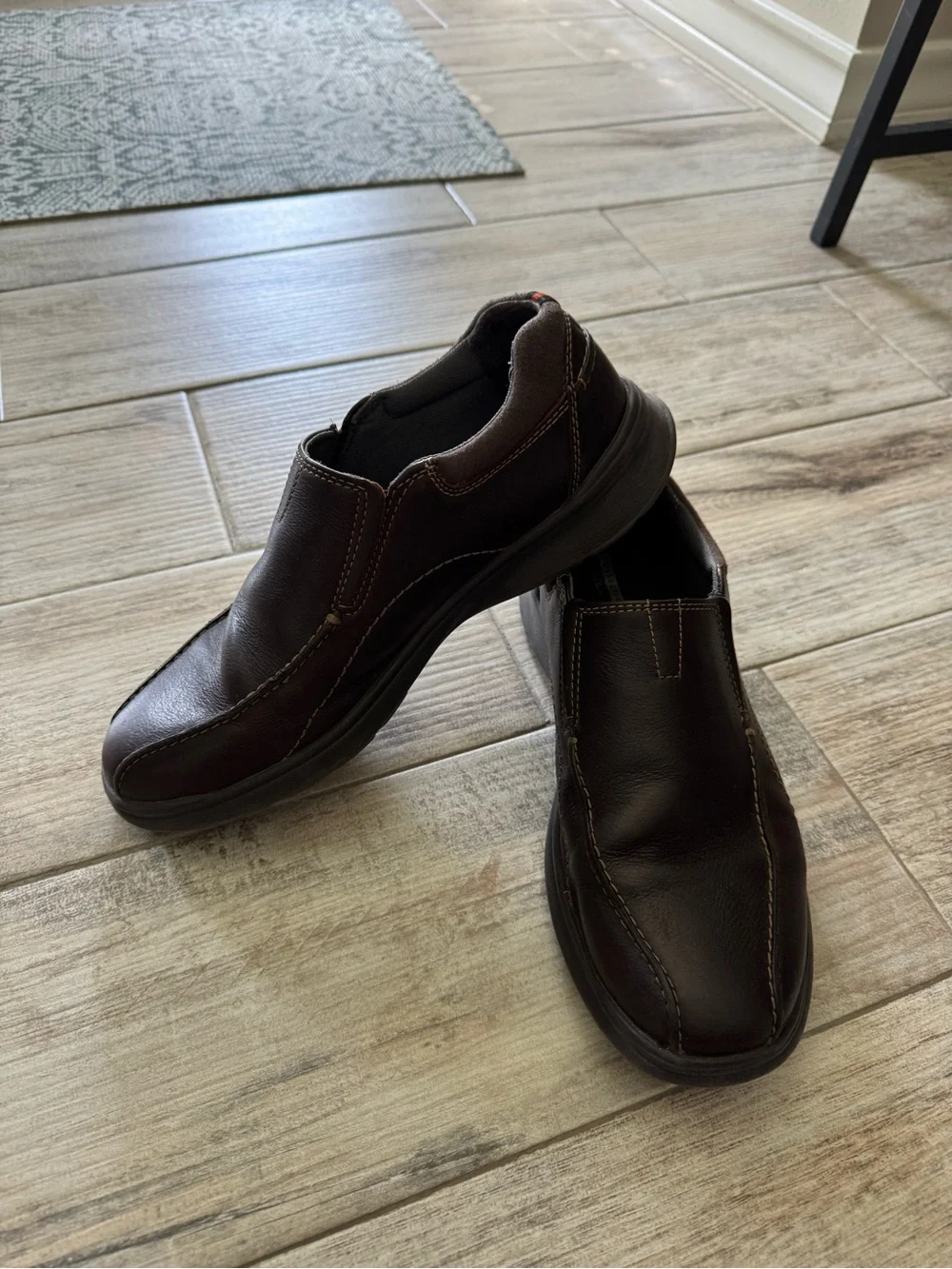 Clarks Dark Brown Leather Slip-On Loafers